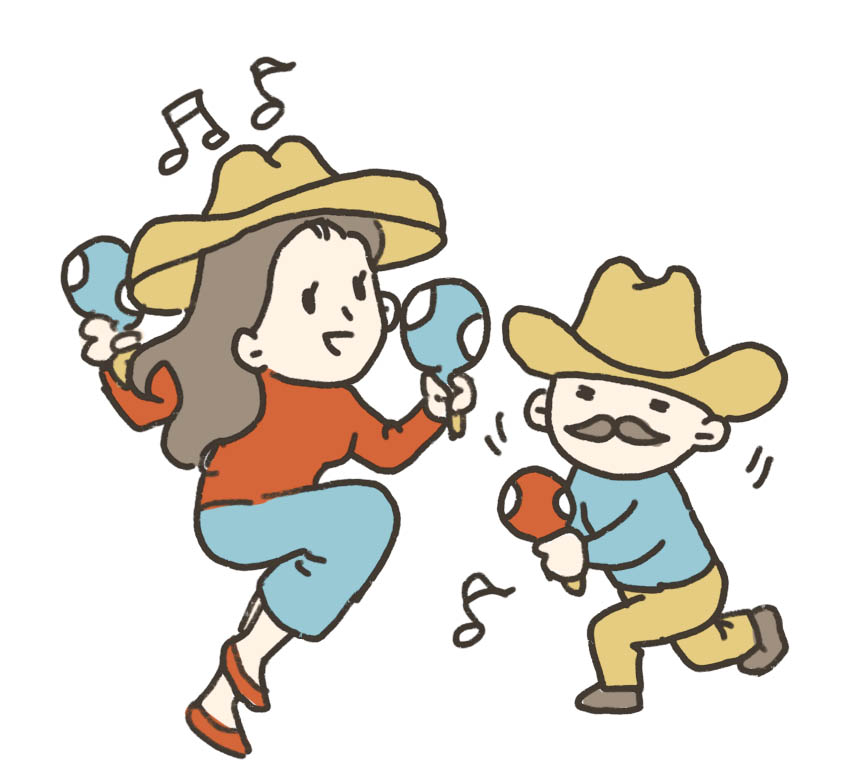 マラカスで踊るイラスト
