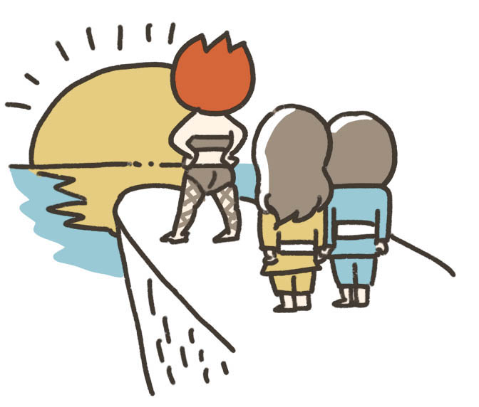 海に向かうイラスト