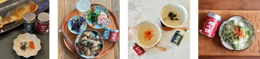 様々な料理に極七味をかけた写真