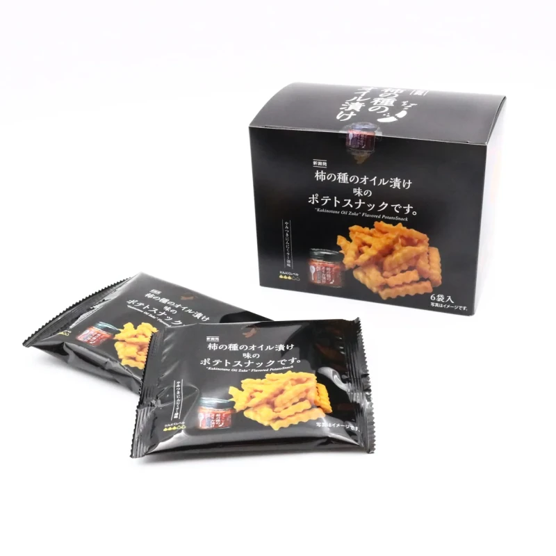 柿の種のオイル漬け味のポテトスナックのパッケージ